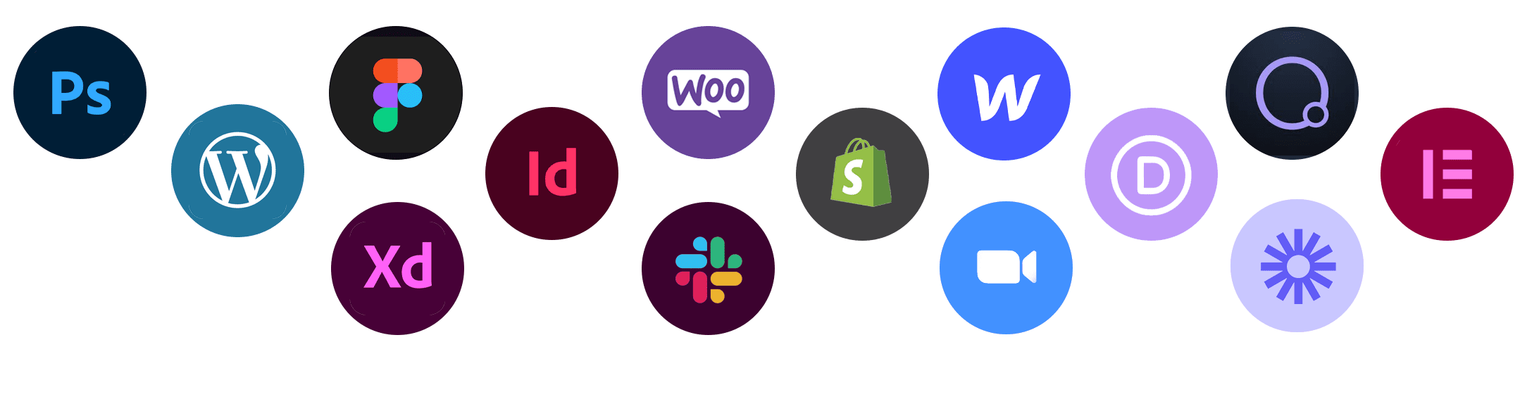 A collection of various logos arranged in a circular shape.